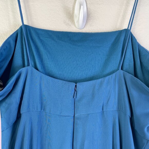 NEW $187 Lovely Womens 14 Square Neck Chiffon Maxi Dress Dusk Blue Gown - Picture 8 of 11